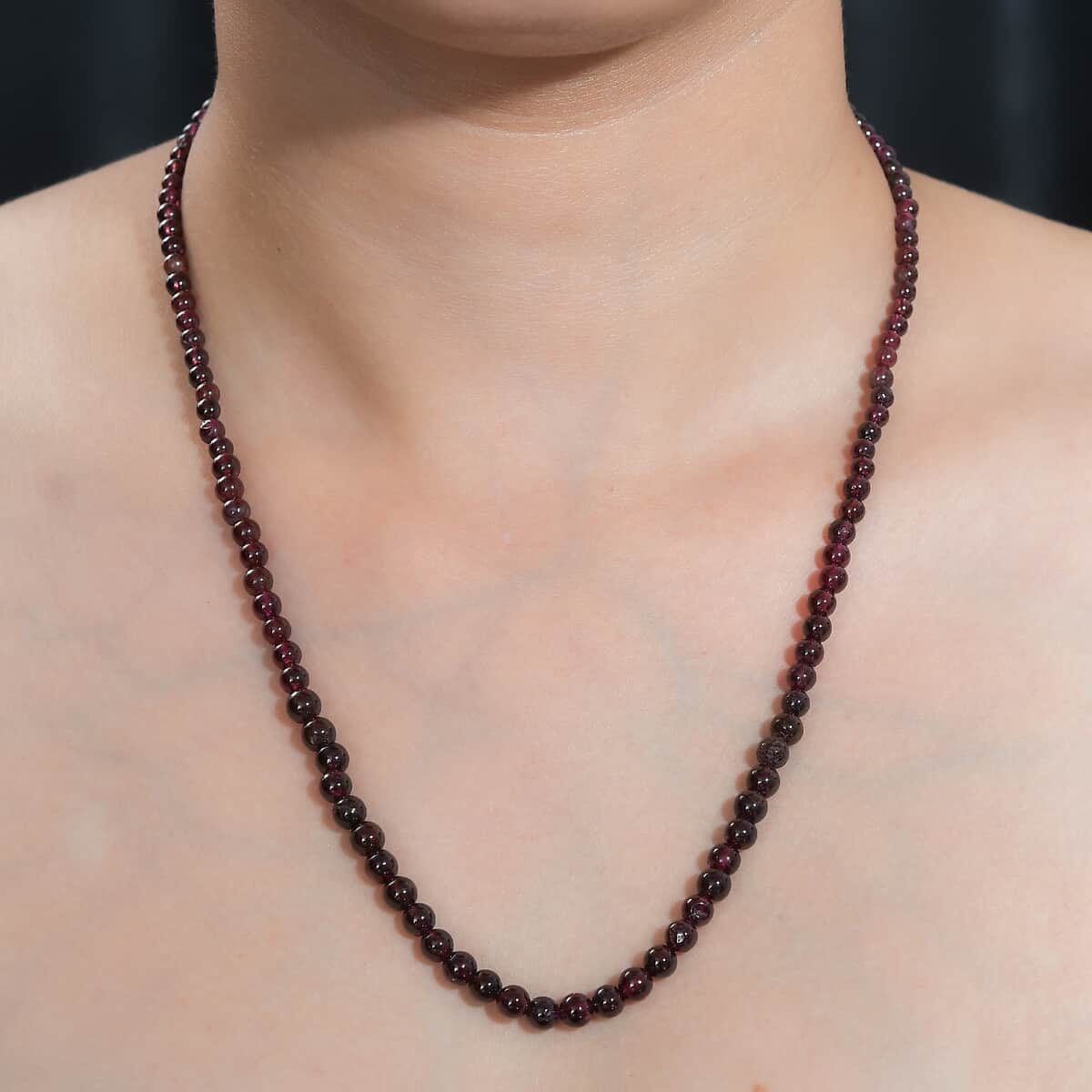 Orissa Rhodolite Garnet Beaded 97.50 ctw Necklace 20 Inches in Stainless Steel image number 2