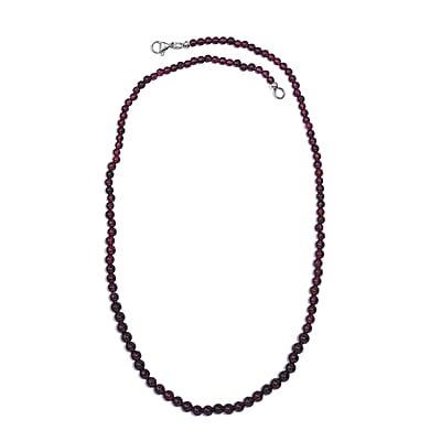 Orissa Rhodolite Garnet Beaded 97.50 ctw Necklace 20 Inches in Stainless Steel
