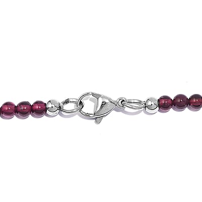 Orissa Rhodolite Garnet Beaded 97.50 ctw Necklace 20 Inches in Stainless Steel