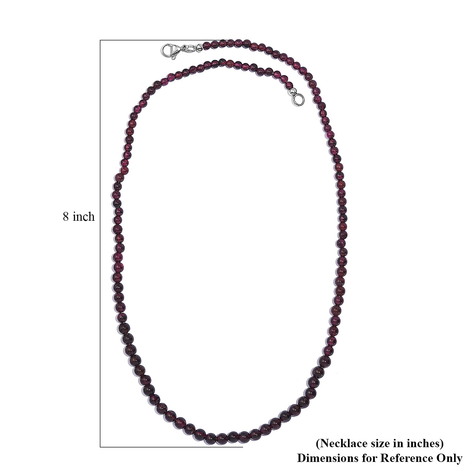 Orissa Rhodolite Garnet Beaded 97.50 ctw Necklace 20 Inches in Stainless Steel