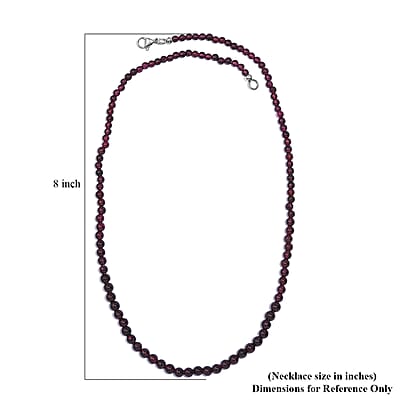 Orissa Rhodolite Garnet Beaded 97.50 ctw Necklace 20 Inches in Stainless Steel