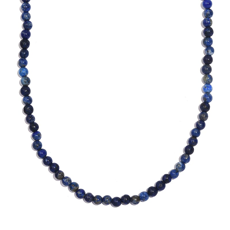 Lapis Lazuli Beaded 78.00 ctw Necklace 20 Inches in Stainless Steel 