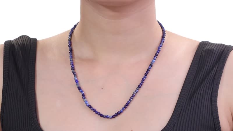 Lapis Lazuli Beaded 78.00 ctw Necklace 20 Inches in Stainless Steel