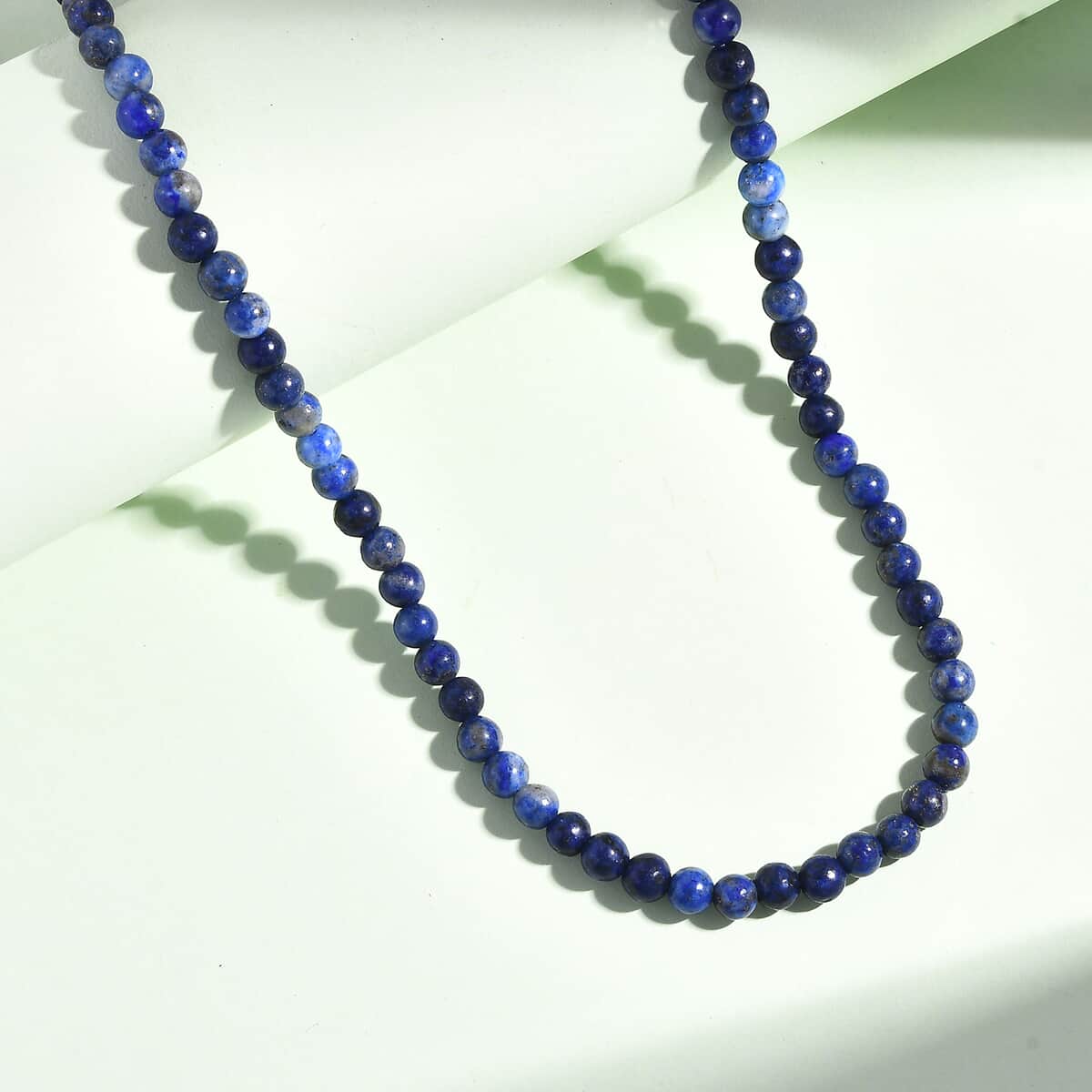 Lapis Lazuli Beaded 78.00 ctw Necklace 20 Inches in Stainless Steel  image number 1