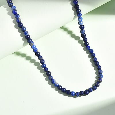 Lapis Lazuli Beaded 78.00 ctw Necklace 20 Inches in Stainless Steel 