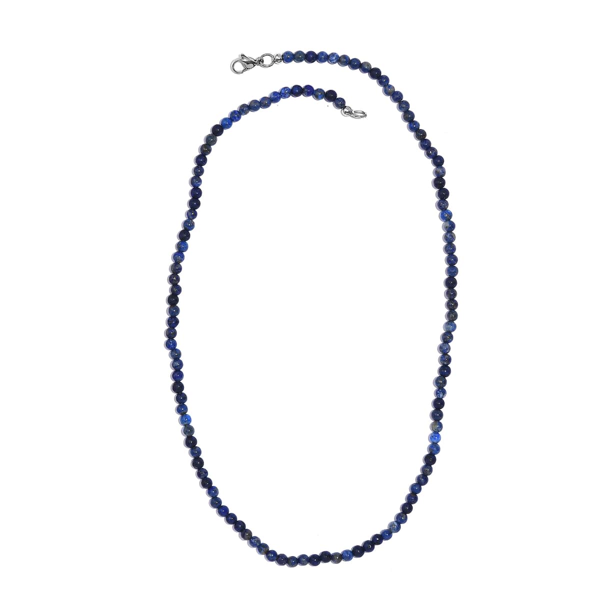 Lapis Lazuli Beaded 78.00 ctw Necklace 20 Inches in Stainless Steel  image number 3