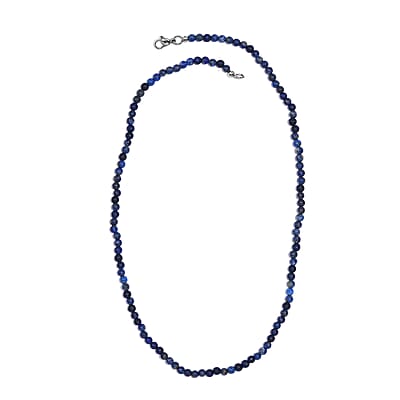 Lapis Lazuli Beaded 78.00 ctw Necklace 20 Inches in Stainless Steel 