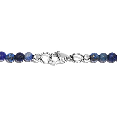 Lapis Lazuli Beaded 78.00 ctw Necklace 20 Inches in Stainless Steel 