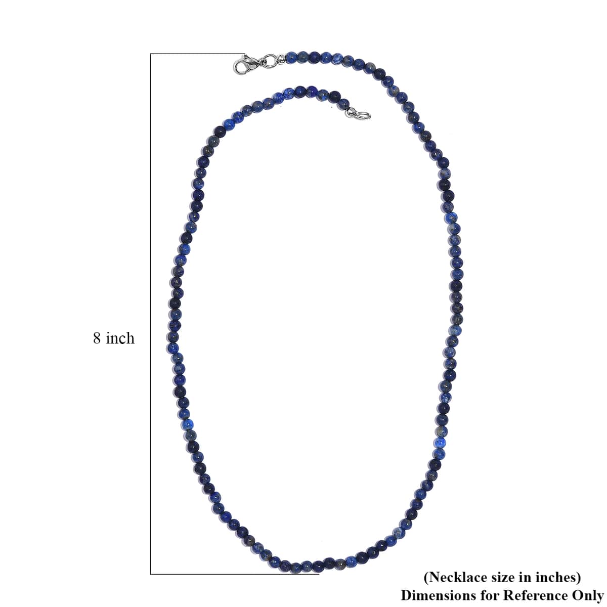 Lapis Lazuli Beaded 78.00 ctw Necklace 20 Inches in Stainless Steel  image number 5