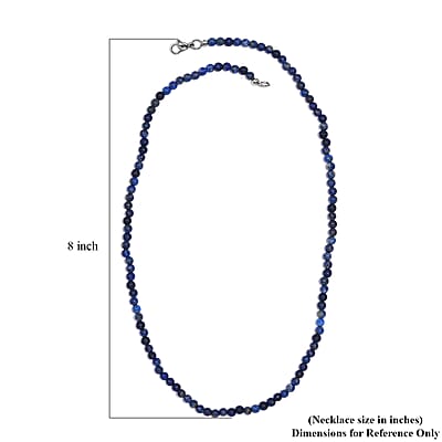 Lapis Lazuli Beaded 78.00 ctw Necklace 20 Inches in Stainless Steel 