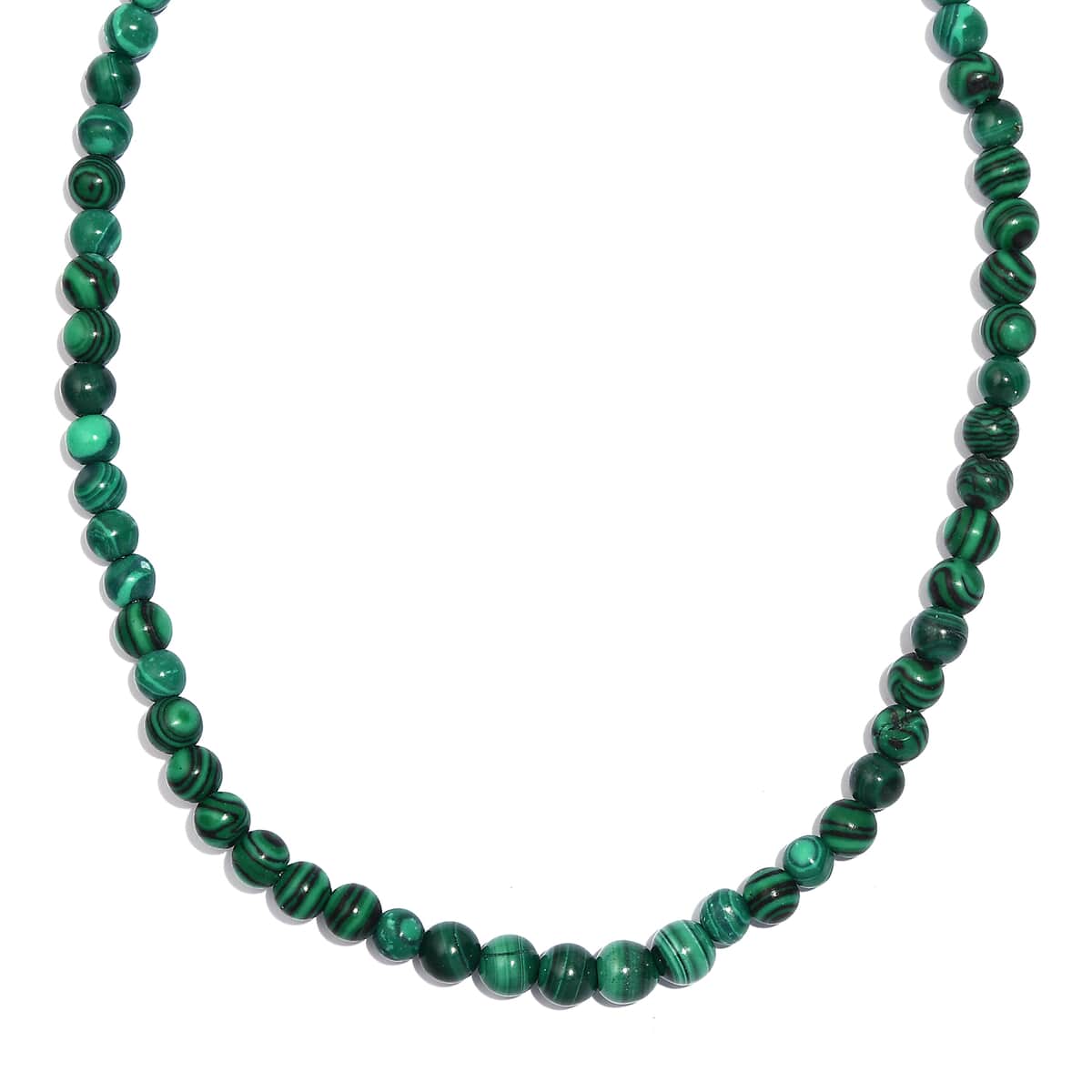 African Malachite 50.00 ctw Necklace 20 Inches in Stainless Steel image number 0