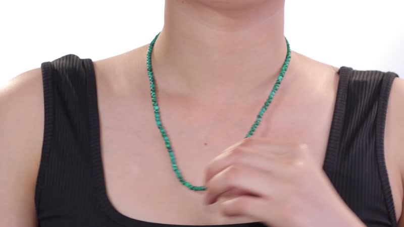 African Malachite 50.00 ctw Necklace 20 Inches in Stainless Steel
