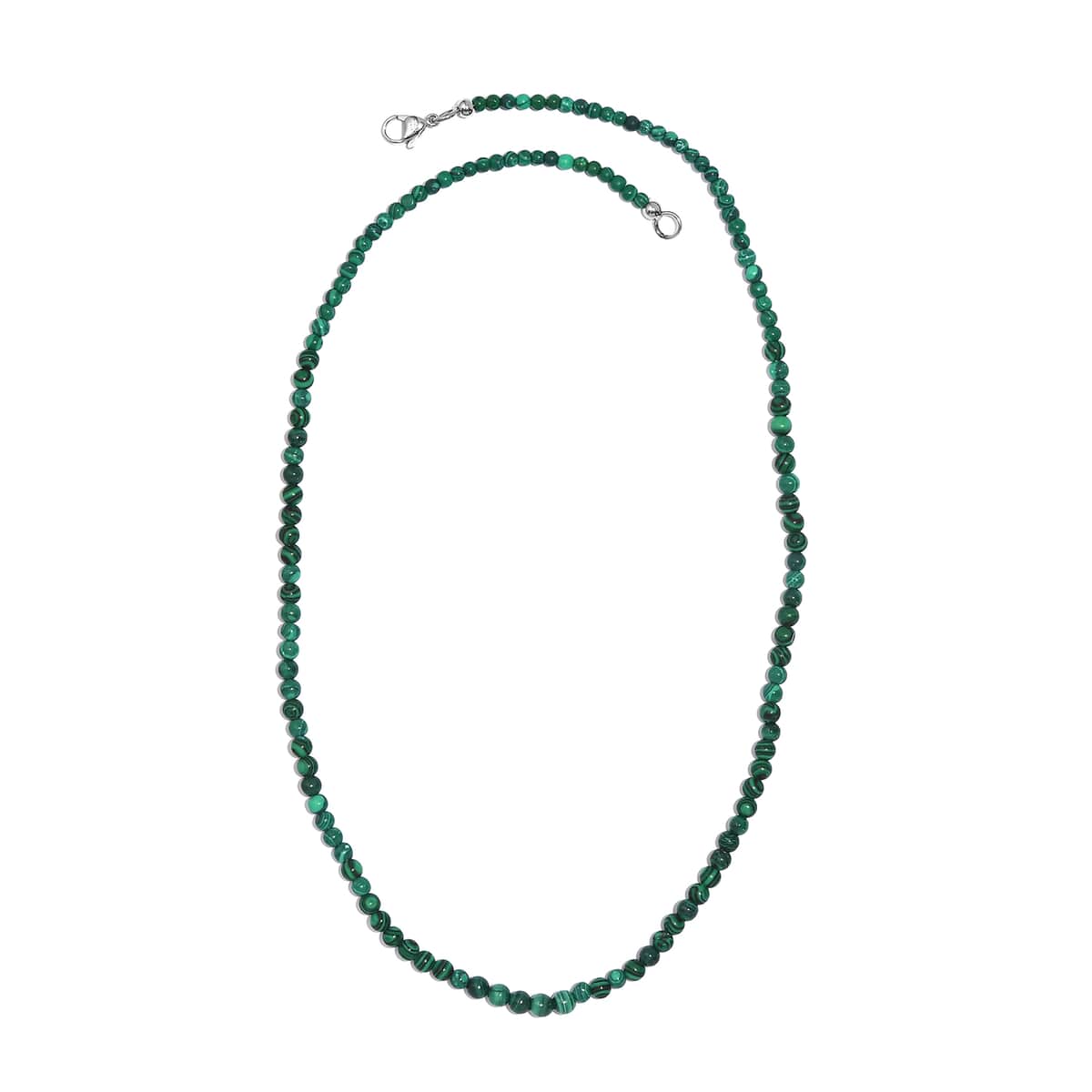 African Malachite 50.00 ctw Necklace 20 Inches in Stainless Steel image number 3