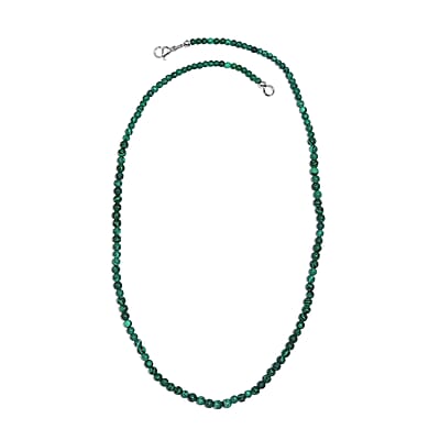 African Malachite 50.00 ctw Necklace 20 Inches in Stainless Steel