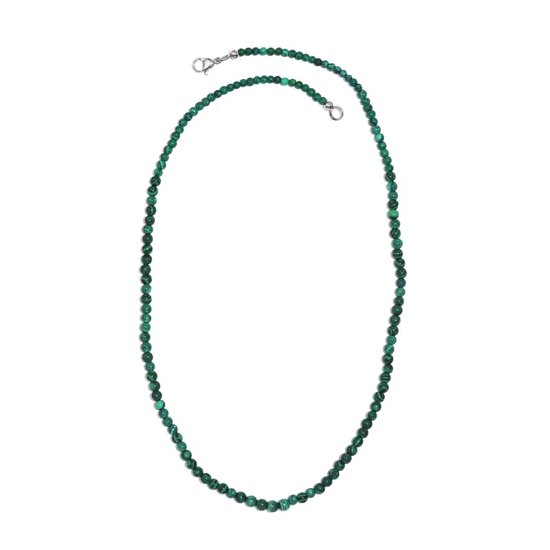 African Malachite 50.00 ctw Necklace 20 Inches in Stainless Steel