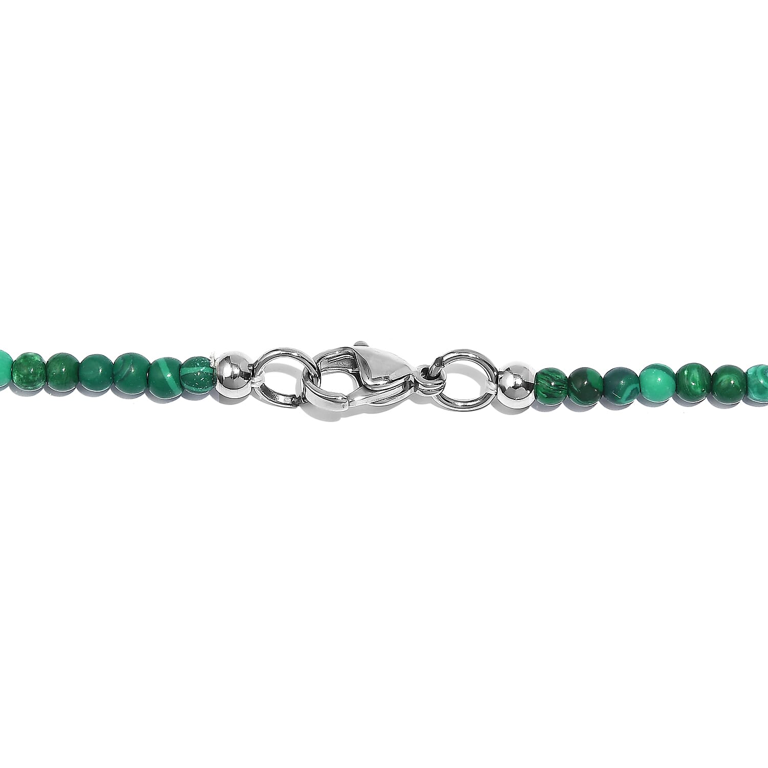 African Malachite 50.00 ctw Necklace 20 Inches in Stainless Steel