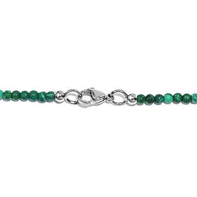 African Malachite 50.00 ctw Necklace 20 Inches in Stainless Steel