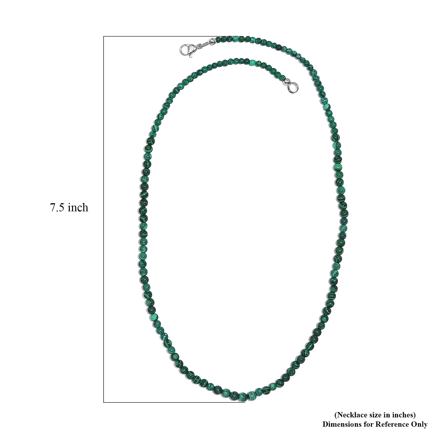 African Malachite 50.00 ctw Necklace 20 Inches in Stainless Steel