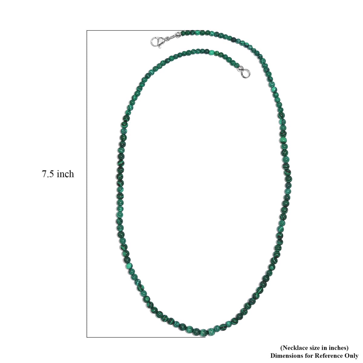 African Malachite 50.00 ctw Necklace 20 Inches in Stainless Steel image number 5