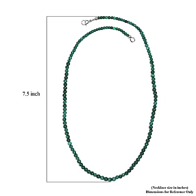 African Malachite 50.00 ctw Necklace 20 Inches in Stainless Steel