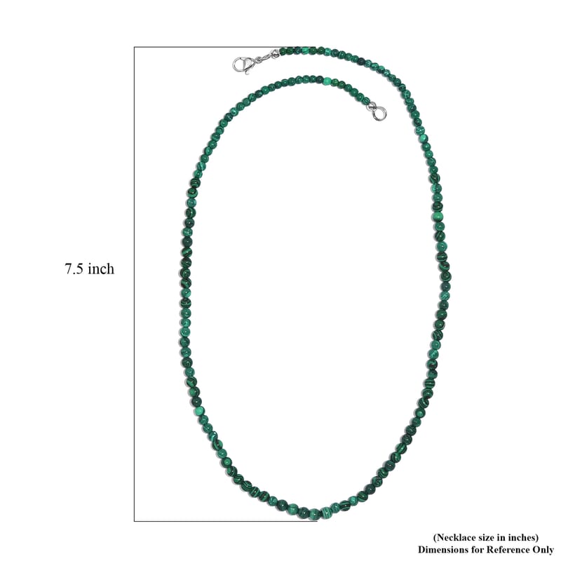 African Malachite 50.00 ctw Necklace 20 Inches in Stainless Steel