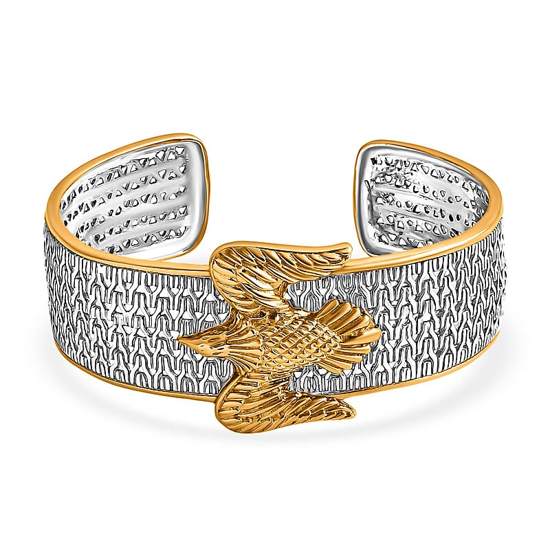 D'Joy Bali Legacy Tulang Naga Eagle Cuff Bracelet in 22K Vermeil YG Over and Sterling Silver (7.25 In) 27.80 Grams