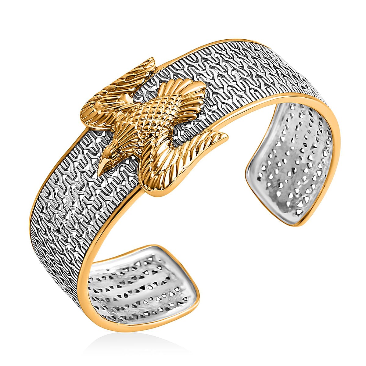 Doorbuster D'Joy Bali Legacy Tulang Naga Eagle Cuff Bracelet in 22K Vermeil YG Over and Sterling Silver (7.25 In) 27.80 Grams image number 3