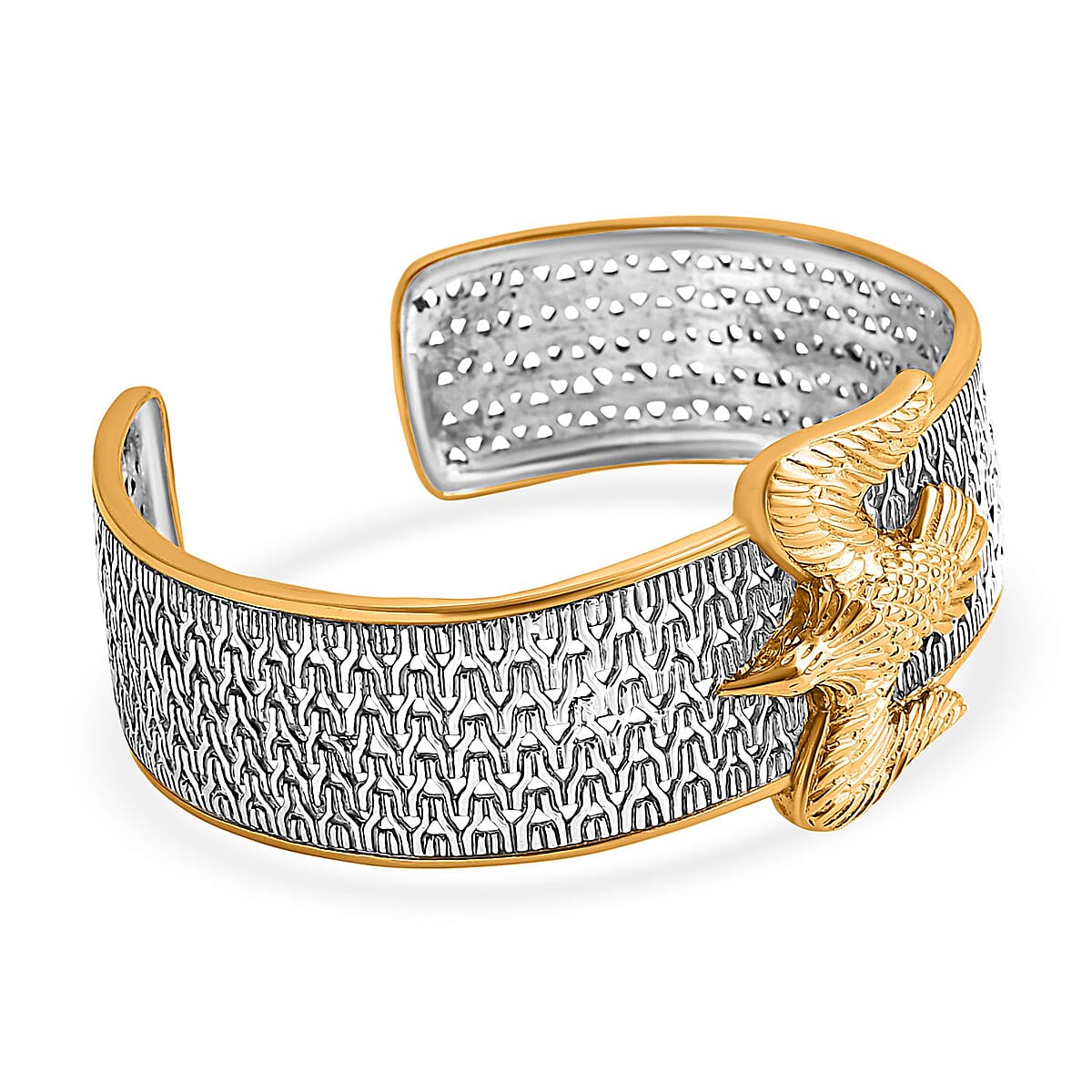 Doorbuster D'Joy Bali Legacy Tulang Naga Eagle Cuff Bracelet in 22K Vermeil YG Over and Sterling Silver (7.25 In) 27.80 Grams image number 4