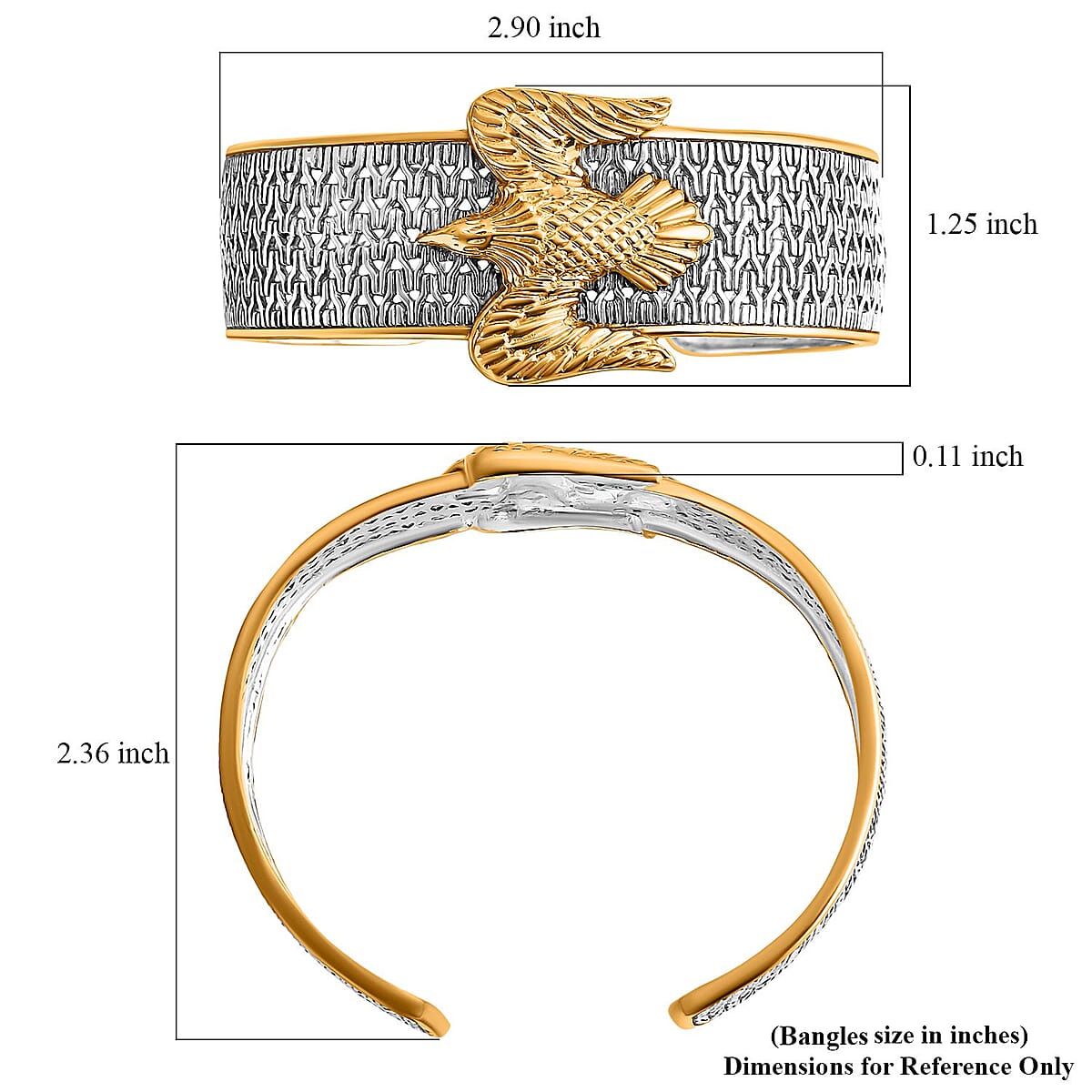 Doorbuster D'Joy Bali Legacy Tulang Naga Eagle Cuff Bracelet in 22K Vermeil YG Over and Sterling Silver (7.25 In) 27.80 Grams image number 6