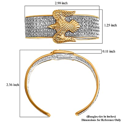 D'Joy Bali Legacy Tulang Naga Eagle Cuff Bracelet in 22K Vermeil YG Over and Sterling Silver (7.25 In) 27.80 Grams