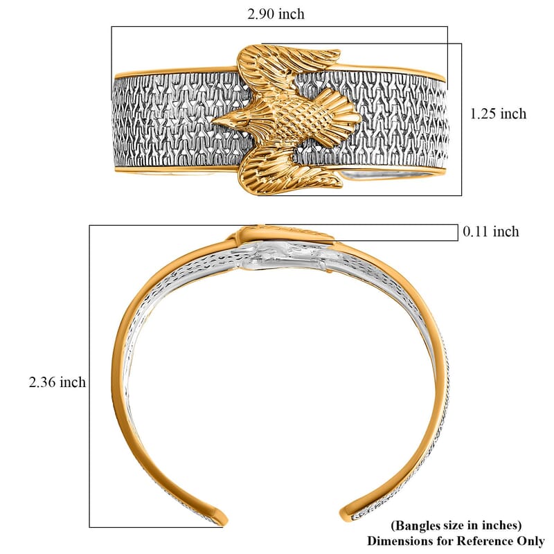 D'Joy Bali Legacy Tulang Naga Eagle Cuff Bracelet in 22K Vermeil YG Over and Sterling Silver (7.25 In) 27.80 Grams