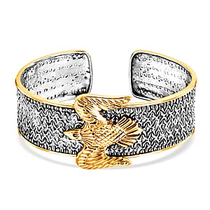  D'Joy Bali Legacy Borobudur Eagle Cuff Bracelet in 22K Vermeil YG Over and Sterling Silver (7.25 In) 28 Grams