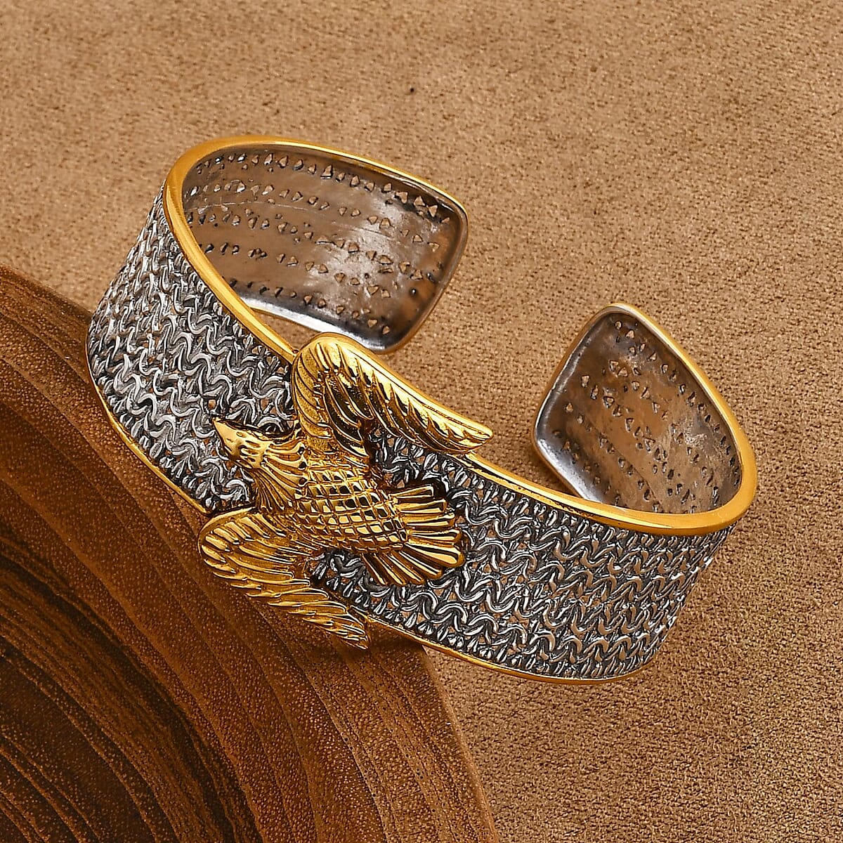  D'Joy Bali Legacy Borobudur Eagle Cuff Bracelet in 22K Vermeil YG Over and Sterling Silver (7.25 In) 28 Grams image number 1