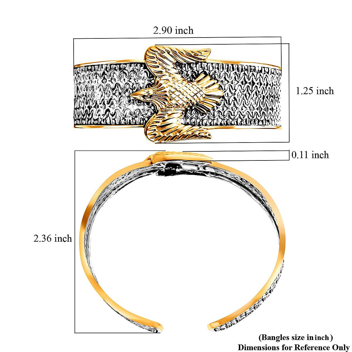  D'Joy Bali Legacy Borobudur Eagle Cuff Bracelet in 22K Vermeil YG Over and Sterling Silver (7.25 In) 28 Grams image number 6