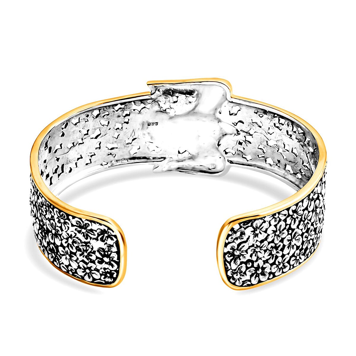  D'Joy Bali Legacy Frangipani Flower Eagle Cuff Bracelet in 22K Vermeil YG Over and Sterling Silver (7.25 In) 29.65 Grams image number 4