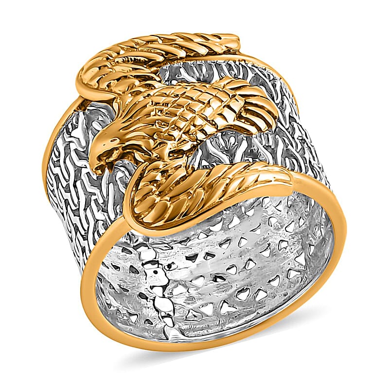  D'Joy Bali Legacy Tulang Naga Eagle Ring in 22K Vermeil YG Over and Sterling Silver (Size 10.0) 6.15 Grams