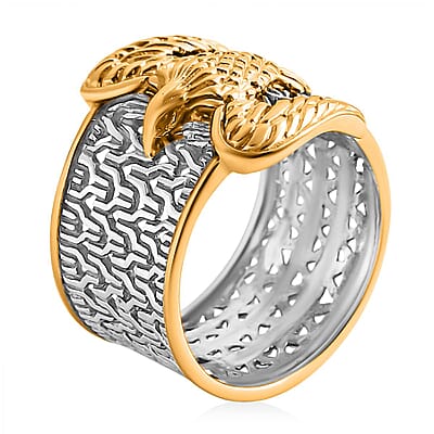  D'Joy Bali Legacy Tulang Naga Eagle Ring in 22K Vermeil YG Over and Sterling Silver (Size 10.0) 6.15 Grams