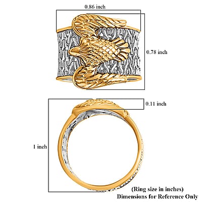  D'Joy Bali Legacy Tulang Naga Eagle Ring in 22K Vermeil YG Over and Sterling Silver (Size 10.0) 6.15 Grams