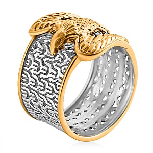  D'Joy Bali Legacy Tulang Naga Eagle Ring in 22K Vermeil YG Over and Sterling Silver (Size 9.0) 6.15 Grams