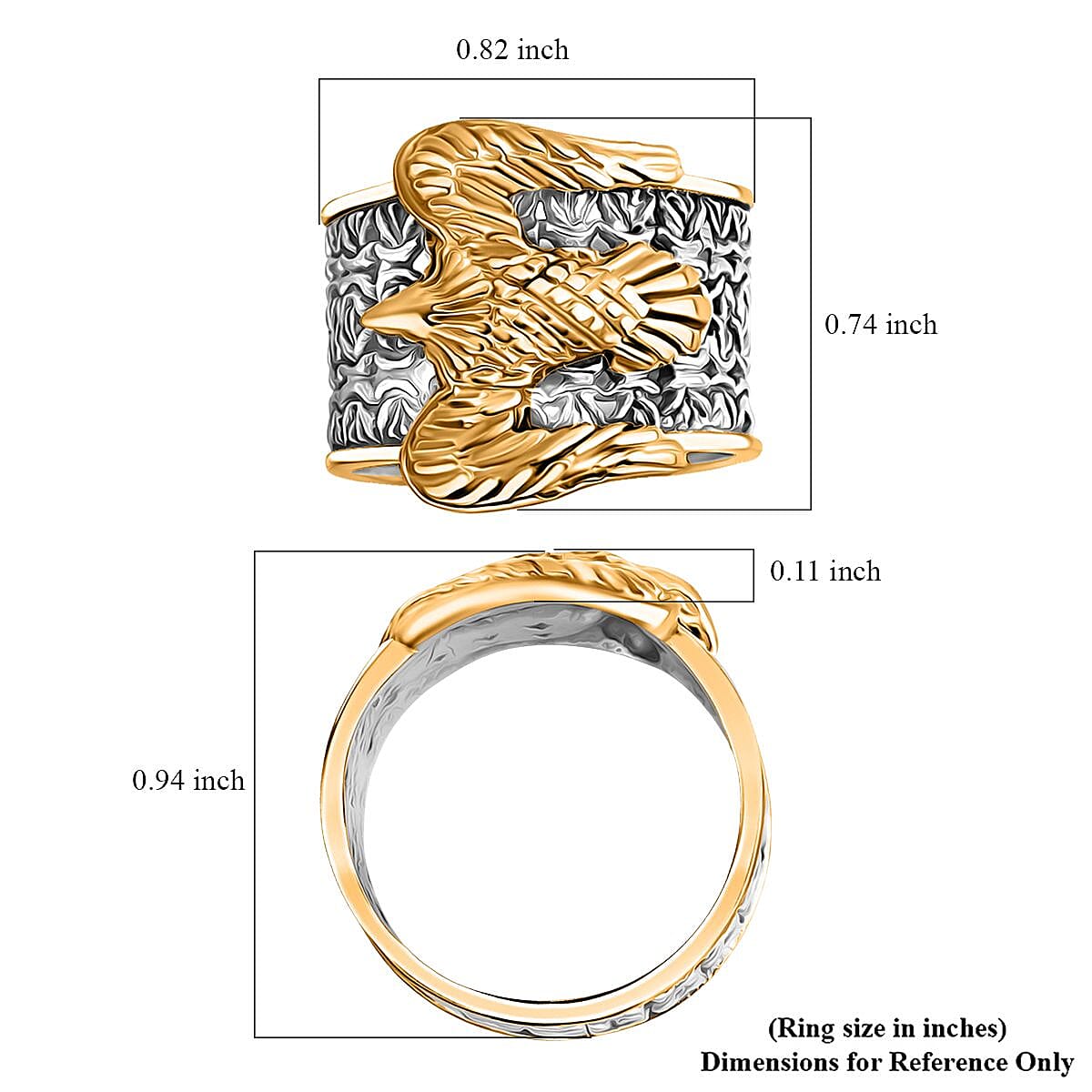  D'Joy Bali Legacy Borobudur Eagle Ring in 22K Vermeil YG Over and Sterling Silver (Size 8.0) 5.75 Grams image number 4