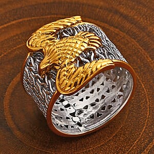  D'Joy Bali Legacy Borobudur Eagle Ring in 22K Vermeil YG Over and Sterling Silver (Size 9.0) 5.75 Grams