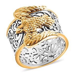  D'Joy Bali Legacy Filigree Eagle Ring in 22K Vermeil YG Over and Sterling Silver (Size 10.0) 6.20 Grams