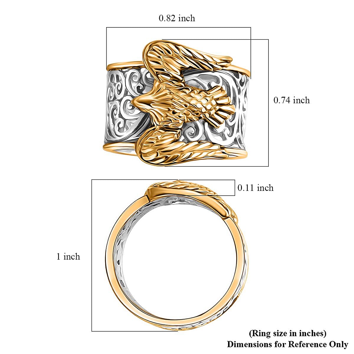  D'Joy Bali Legacy Filigree Eagle Ring in 22K Vermeil YG Over and Sterling Silver (Size 6.0) 6.20 Grams image number 4