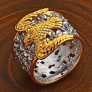 D'Joy Bali Legacy Frangipani Flower Eagle Ring in 22K Vermeil YG Over and Sterling Silver (Size 6.0) 6.50 Grams