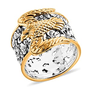  D'Joy Bali Legacy Frangipani Flower Eagle Ring in 22K Vermeil YG Over and Sterling Silver (Size 7.0) 6.50 Grams