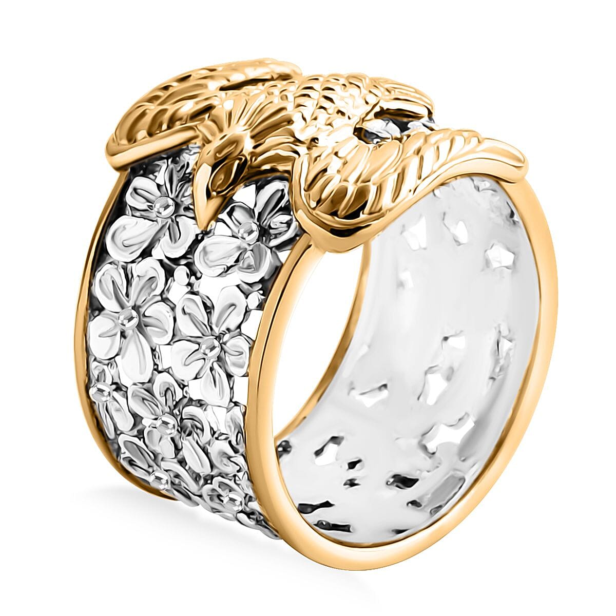  D'Joy Bali Legacy Frangipani Flower Eagle Ring in 22K Vermeil YG Over and Sterling Silver (Size 8.0) 6.50 Grams image number 3