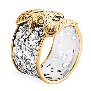  D'Joy Bali Legacy Frangipani Flower Eagle Ring in 22K Vermeil YG Over and Sterling Silver (Size 8.0) 6.50 Grams
