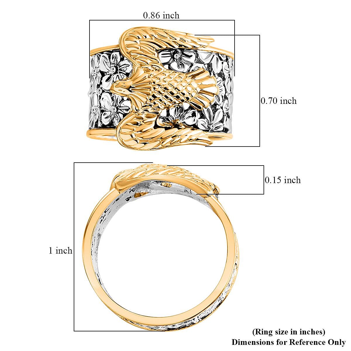  D'Joy Bali Legacy Frangipani Flower Eagle Ring in 22K Vermeil YG Over and Sterling Silver (Size 9.0) 6.50 Grams image number 4