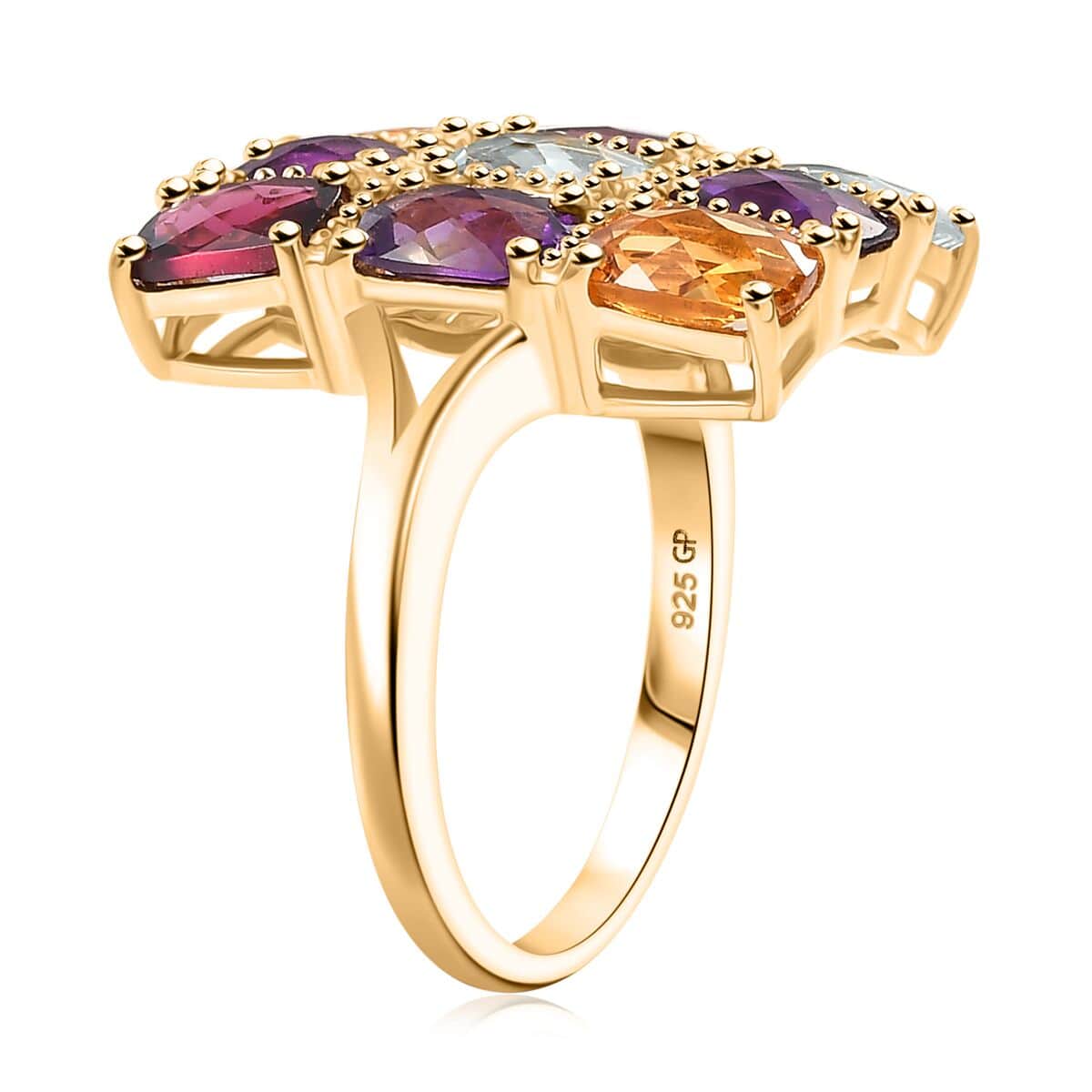 GP Multi Gemstone Ring in 18K Vermeil YG Over Sterling Silver (Size 10.0) 5.00 ctw image number 3