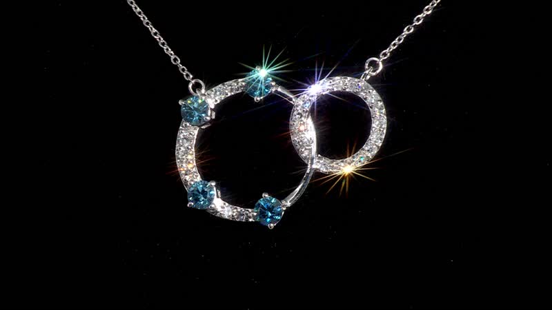 Luxuriant Lab Grown Blue and White Diamond (SI) 1.00 ctw Circle Necklace in Platinum Over Sterling Silver 18 Inches